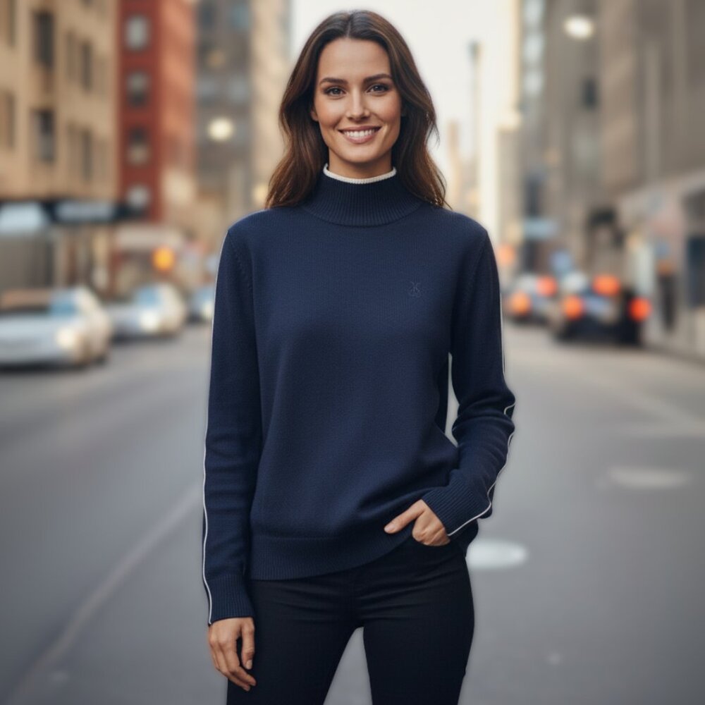 Alala Framed Knit Mock Neck Sweater, Navy, Oversized Fit, Size XS or L, NWT